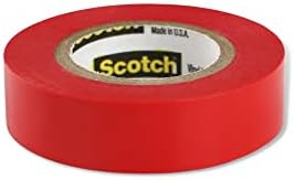 3M Scotch 35 Fita elétrica de codificação de cores de cloreto de polivinil, 0 a 221 graus F, 1250V/mil resistência dielétrica, 20 'de comprimento x 1/2 Largura, vermelho