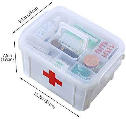 Caixa de armazenamento médico do SCDHZP, pequeno portátil portátil Medicina plástica Primeiros socorros Bin Organizador de camadas com tampa