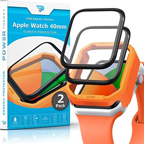 Power Theory 2-Pack Screen Protector para Apple Watch Relógio 40mm Premium PMMA Proteção Crystal Clear Film, anti-arranha,