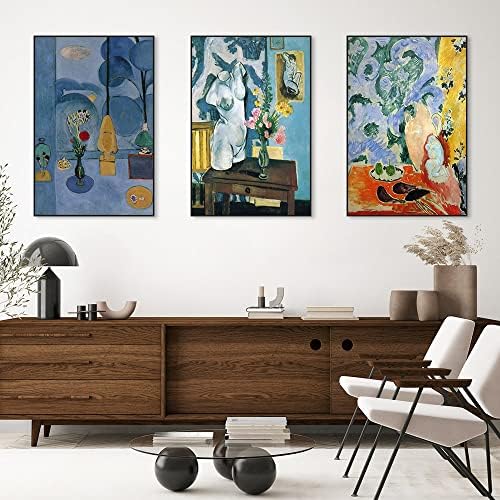Black Frame Resumo Canvas Arte da parede Conjunto de 3 peças de pinturas famosas Impressões Minimalismo Fusion Natural Room