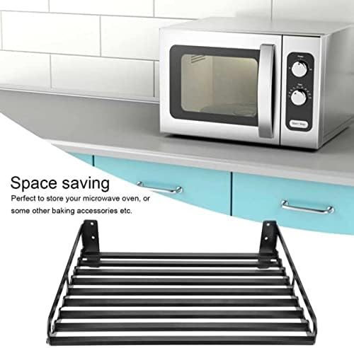 Suportes de forno elétrico MaxxCloud, prateleira de cozinha de forno de microondas, prateleira de parede de racks de armazenamento preto, organizador de cozinha alumínio aeronáutico, com peso 80 lb