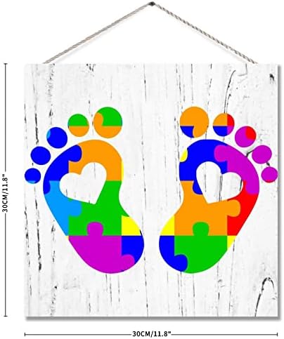 Autismo Baby Foot Wooden Sign Autismo Consciência SILH