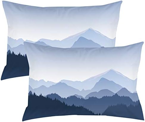 Arighex nevoeiro montanhas tampa de travesseiro azul aquarela nublada paisagem enevoada travesseiro decorativo travesseiro