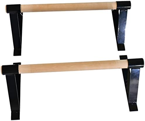 Paraletas de madeira preparados para ginástica ou barras para cima. Preto com comprimento de 18 polegadas a 24 polegadas.