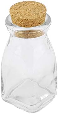 Homeford vintage jarro de leite jarra de vidro de vidro garrafa com cortiça, 4-1/4 polegadas