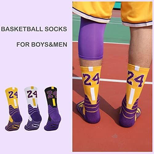 3 pares de meias de basquete, meias de corrida atléticas presentes de meias esportivas de almofada de compressão para homens mulheres