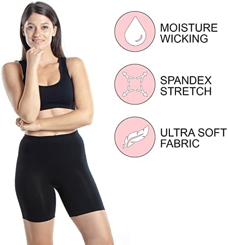 Emprella -Slip- shorts | Shorts de bicicleta preta de 3 pacote | Cotton Spandex Stretchshorts para ioga