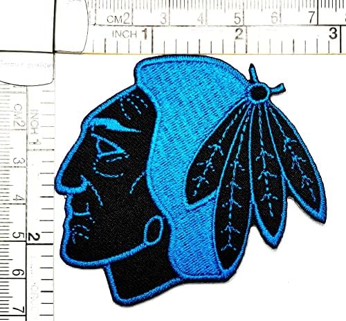 Kleenplus 3pcs. Chefe indiano de guerreira Chefe Blue Sew Iron em manchas bordadas desenho animado Indian Tribe Sticker Projetos de artesanato Acessório costura