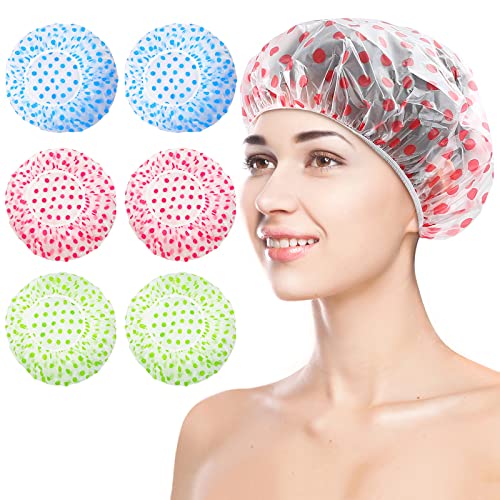 D Capas de banho para mulheres reutilizáveis ​​à prova d'água, tampa de cabelo de plástico, chapéu de chuveiro elástico para