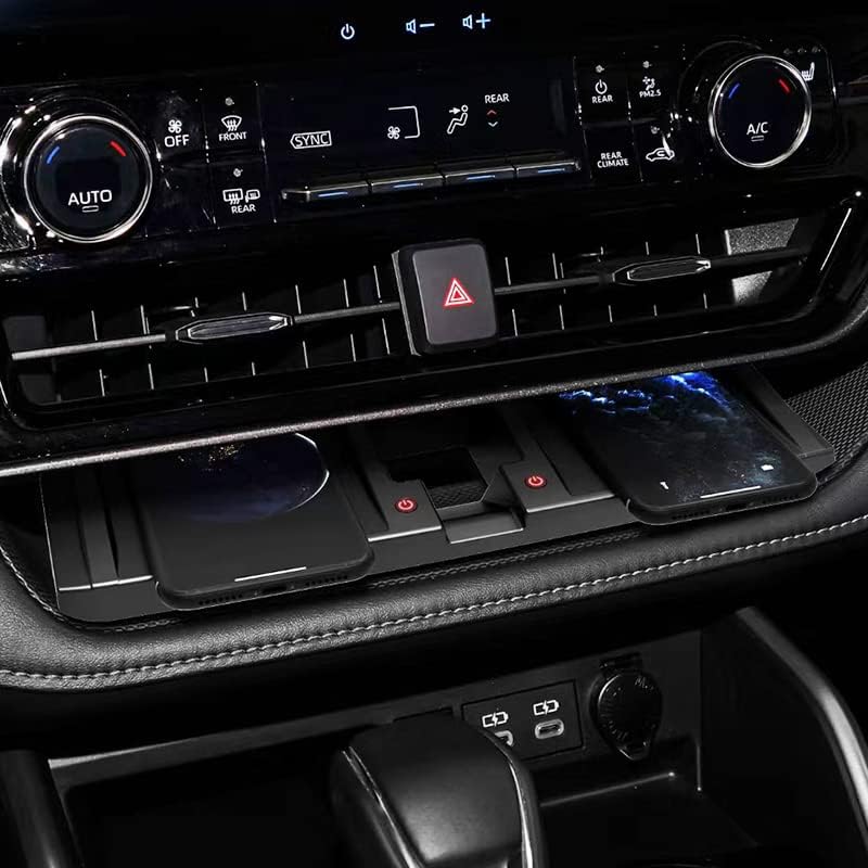 Carregador sem fio para a Toyota Highlander Crown Kluger 2022 2023 Atualizações de acessórios de interiores