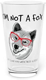 Cerveja de vidro de cerveja 16oz de raposa humorística de aparência shiba inu Ilustração Camiseta Presente | Cachorro hilário 16oz