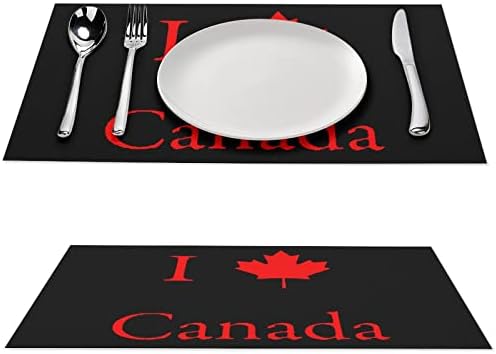 I Love Canada PVC Table tapetes laváveis ​​Placemats Towleth mesa de mesa para mesa de jantar