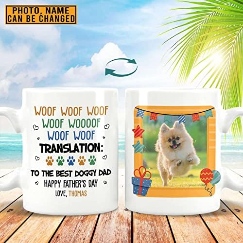 Foto personalizada para o melhor cachorro pai feliz dia do dia dos pais em 2 lados caneca de café cerâmica - presentes personalizados