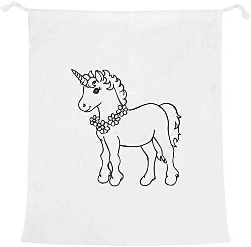 Azeeda 'Floral Unicorn' Laundry/Bolsa de Lavagem/Armazenamento