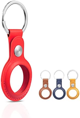 Titular de keychain de couro Wasserstein PU Compatível com Apple Airtag - Tancada de Chaves e Caso Protetor para Rastreador GPS