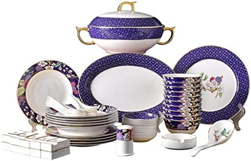 Dann Purple Rússico Rústico 56 Cabeça Média Tabela Cerâmica Tigela, Pauzinhos, Prações e Placas Conjunto de Cozinhas