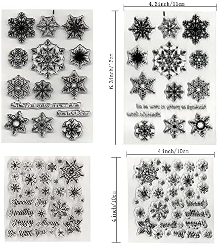 FazhBary 2 pacote carimbo de floco de neve selos Clear Stamps de Natal Carimbos de borracha Carimbos de alfabetização