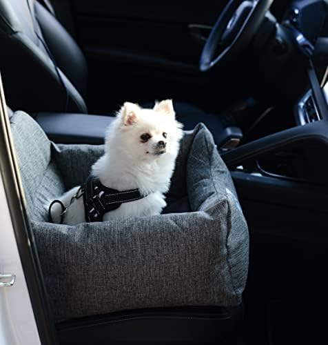 Assento de carro para cachorro Kssdlsm para cães pequenos, ambos os lados com bolsos de armazenamento, cama de viagem de carro para cachorro removível, assento de booster de cachorrinho - cinza