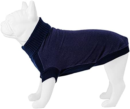 Hugo & Hudson montou o lã e o suéter de jumper de cães, luxo malha de pulôver grossa para filhotes e cães adultos - roupas e acessórios para cães quentes - Marinha - M