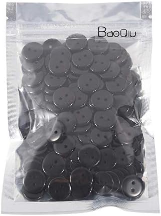 Baoqiu 15mm 150 PCs Buttons pretos Botões de resina plana de costura de 5/8