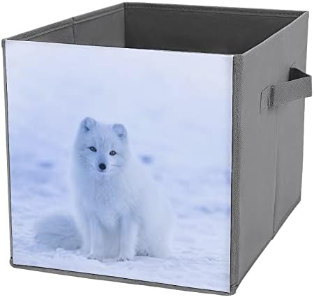 Cubos de armazenamento de raposa de neve com alças bancos de tecido dobrável Organizando cestas para o armário das prateleiras