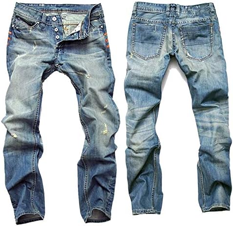 Andongnywell Men Moto Moto Motor Ripped Fashion Strety Jeans Destruí calça calças de jeans com botão de zíper
