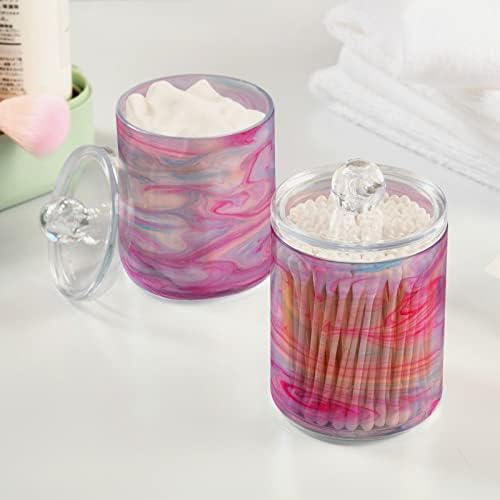 Alaza 4 Pack QTIP Dispensador Pink Fluid Marble Banheiro organizador de banheiros para bolas de algodão/swabs/almofadas/fio
