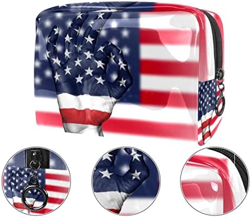 Bolsa de maquiagem tbouobt bolsa de bolsa cosmética bolsa bolsa com zíper, bandeira bandeira americana