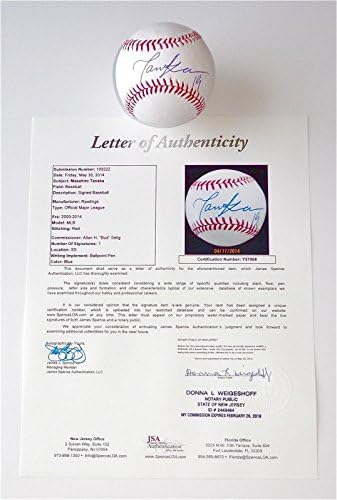 Masahiro Tanaka New York Yankees assinou a Major League Baseball JSA LOA Y57068 - Bolalls autografados