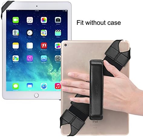 Joylink Universal Tablet Hand Strap, 360 graus Grip de alça de Leathjer com cinto elástico, seguro e portátil para comprimidos de 10,1 , preto