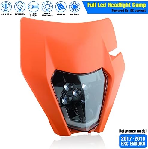 Fewfuss Universal Dirt Bike Fartlight LED - Kit de faróis de LED de terra - kit de montagem de lâmpada de cabeça de motocicleta para