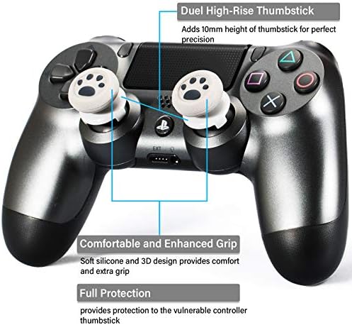 PlayRealm FPS Extensor de Thumbstick e 3D textura de borracha Silicone Grip Tampa 2 conjuntos para PS5 Dualsenese & PS4 Controller
