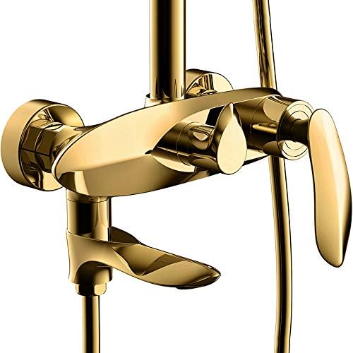 Sistema de chuveiro de ouro de titânio Conjunto de combinação de chuveiro de chuva de chuva, torneira de chuveiro montada na parede Conjunto com chuveiro redondo chuveiro de chuveiro de chuveiro e banho de banho, ouro, B