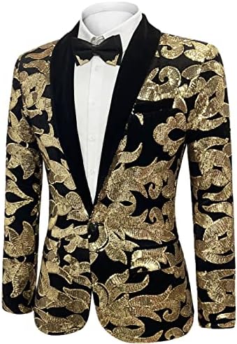 Apócrifa homens lantejoulas floral blazer jacket jacket jantar baile de casamento smoking