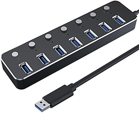 Xxxdxdp alumínio 7-porta USB 3.0 Hub 120cm Sub-acendência de subcontrol de 5 Gbps Indicador LED CARGATILHE SPLITTER para