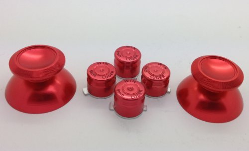 E-Mods Gaming® Metal Red 9mm Botões de bala + Thumbsticks para Sony Dual Shock 4 PS4 Controller Mod Kit