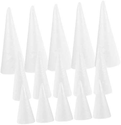 LOOPUCCO FOAM CONE SHAPE Decoração de bolo Decoração de ornamentos artesanato Decoração de mesa branca 15 pcs Cone Craft DIY Árvore de Natal Cones de espuma de escultura Cone de espuma DIY Supplies de espumas em forma de cone em forma de cone em forma de cone em forma de cone