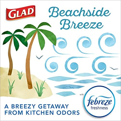 Glad ForceflexPlus Alto Cozinha Sacos de Lixeira de cordão, 13 galões, Febreze Beachside Breeze, 34 CT