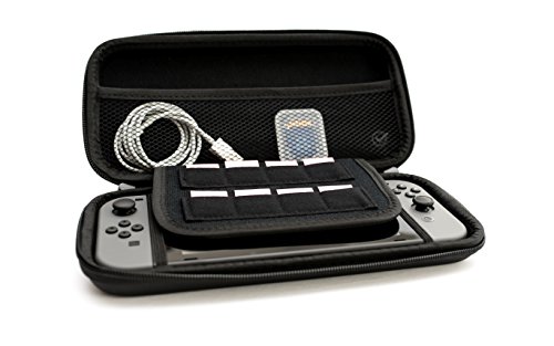 Nintendo Switch Case Hard Shell + Protetor de tela de vidro temperado - Suporte para cartucho de 8 jogos - Caixa de transporte de
