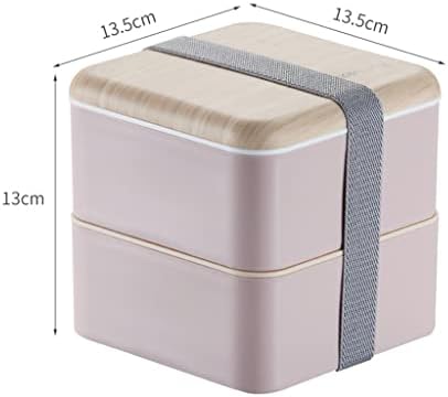PDGJG Camada dupla em estilo japonês lancheira portátil quadrada bento com tampa de tampa de toucinha box bento caixa