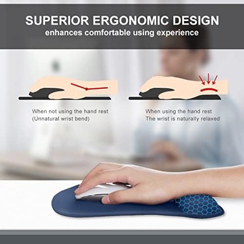 Almofada ergonômica de mouse com suporte de game de suporte de pulso Mousepads com descanso de pulso, memória FAOM, confortável