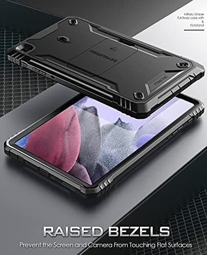 Caso de revolução poética projetada para o Galaxy Tab A7 Lite 8.7 com protetor de tela e kickstand, corpora intensa, corporal, protetora de proteção à prova de choque, preto, preto
