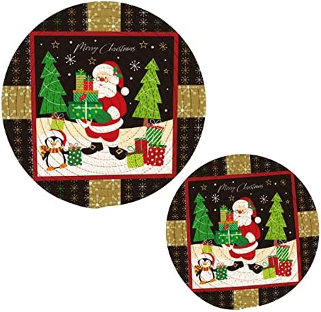 UMIRIKO Natal Papai Noel Claus Pote Titulares Trivets Conjunto 2 PCs, Potholders para decoração de cozinha, Teax de linha de algodão