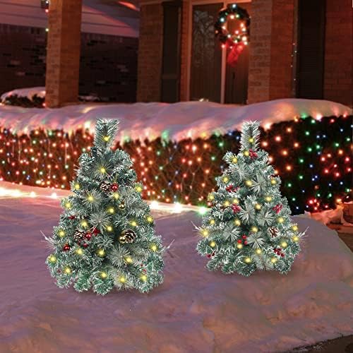 Conjunto plasppy de 2 30 polegadas de Natal, árvores de Natal, bateria ao ar livre, operação de bateria pré-iluminada vias