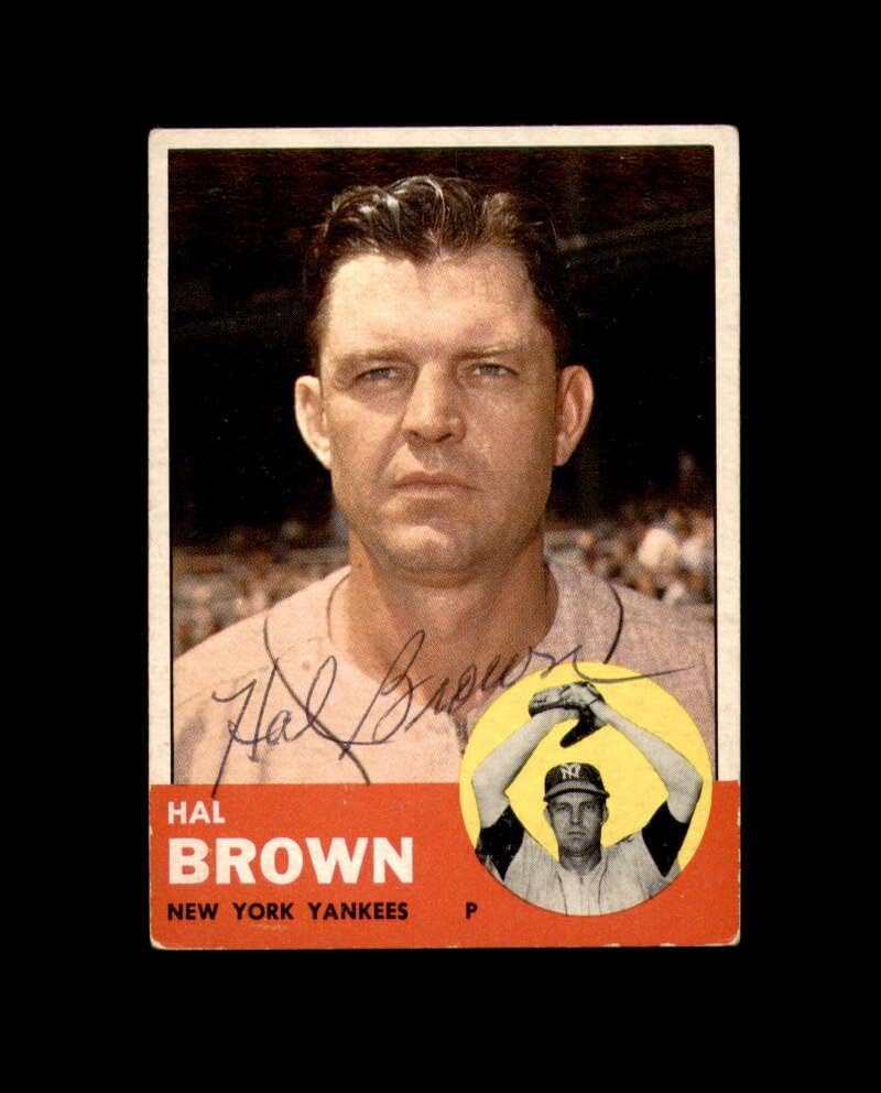 Hal Brown Hand assinado 1963 Topps New York Yankees Autograph