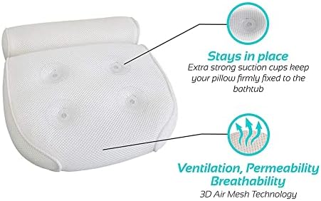 Koqwez33 Spa Bathtub travesseiro respirável pescoço de ombro de ombro de pó de leito