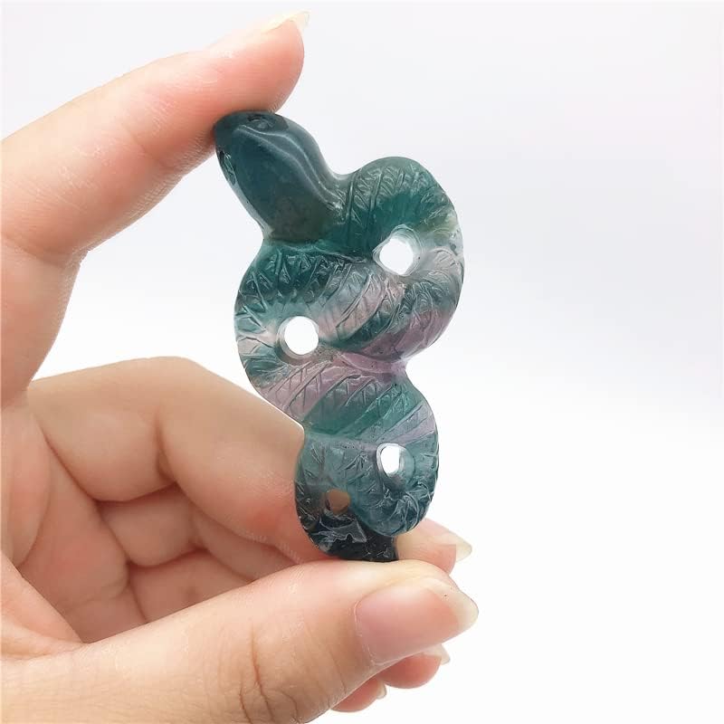 ErtiUjg husong306 1pc Natural Multicolor Fluorite Snake Hand esculpido quartzo polido Cristal Animal Reiki Cura de pedra Natural