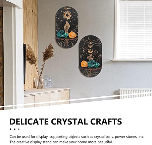 Zerodeko 3pcs prateleira de cristal prateleira de madeira montada em parede de parede exibir lua de lua lua de cura cálculo de cenas de cenas de bruxa presentes para mulheres