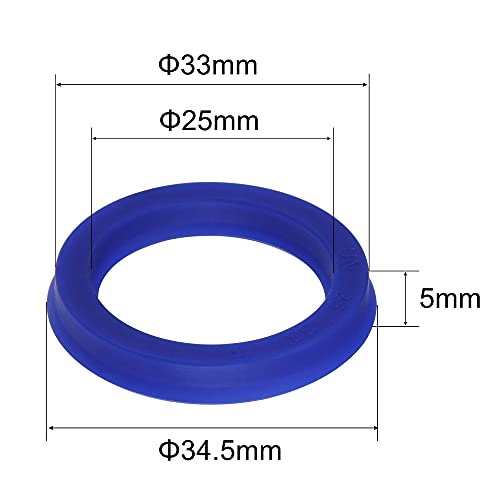 vedação de eixo radial uxcell Un od 25 mm x 33mm od x 5mm de lidgura PU selo de óleo, pacote azul de 10