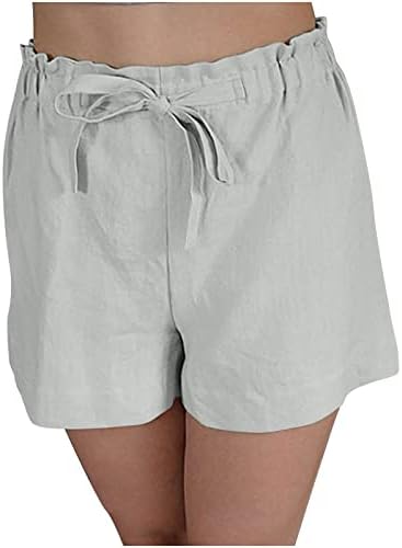 Shorts casuais de verão feminino linho de algodão shorts soltos